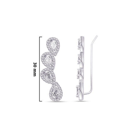 pear shapes in halo setting climber earrings