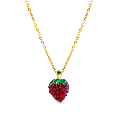 strawberry shape golden necklace.
