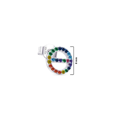 CZ colorful circle stud earring.