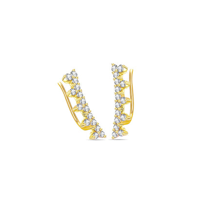 one line of three stones climber earrings.