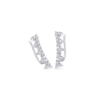 one line of three stones climber earrings.