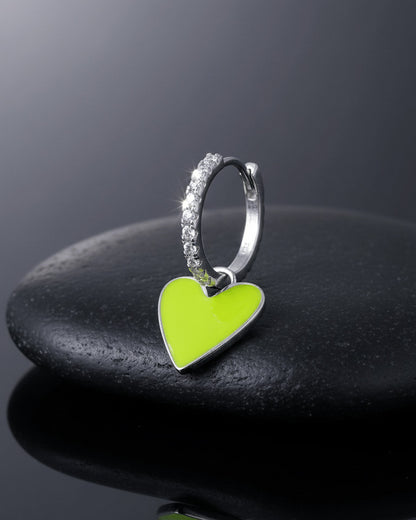 heart shape enamel dangling hoops earrings.
