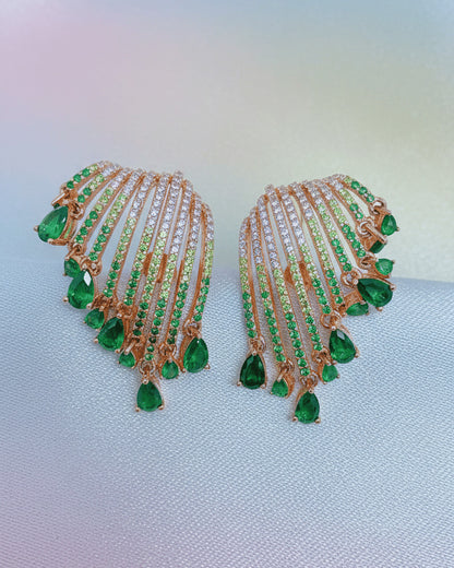 luxury emerald earrings plated with rosegold.