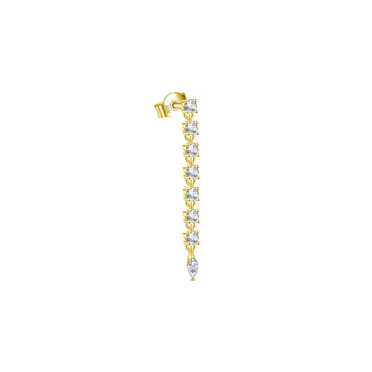 one line of 2mm round stones with final marquise stone stud earring.
