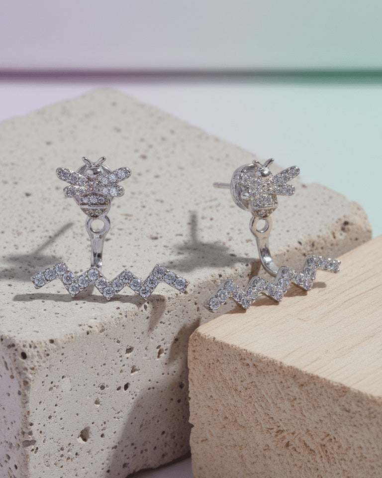 back to front Bee pair of earrings.