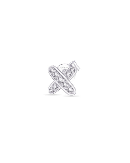 CZ small X shape stud earring.