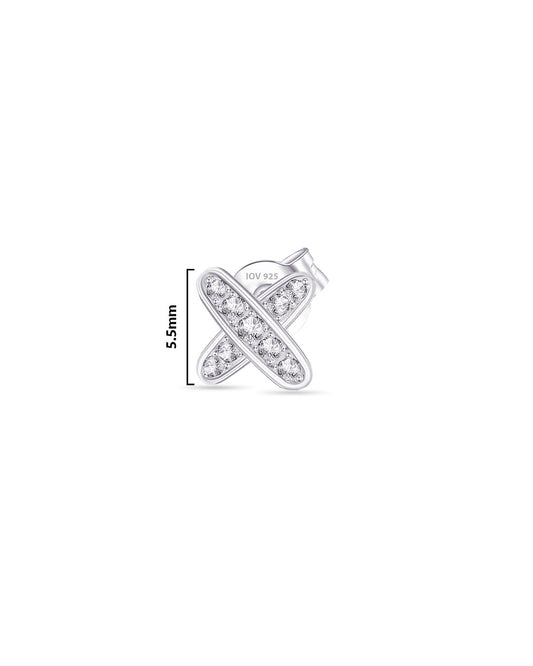 CZ small X shape stud earring.
