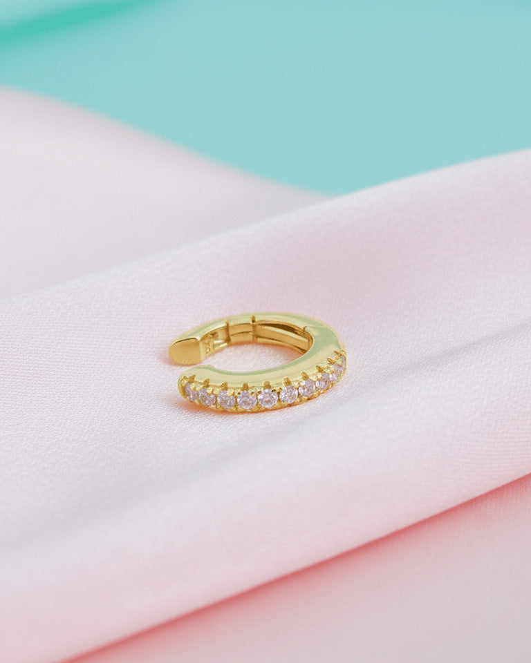 clip on one line CZ earcuff.