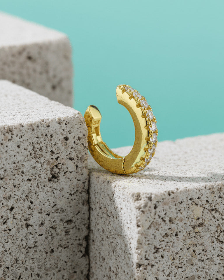 clip on one line CZ earcuff.