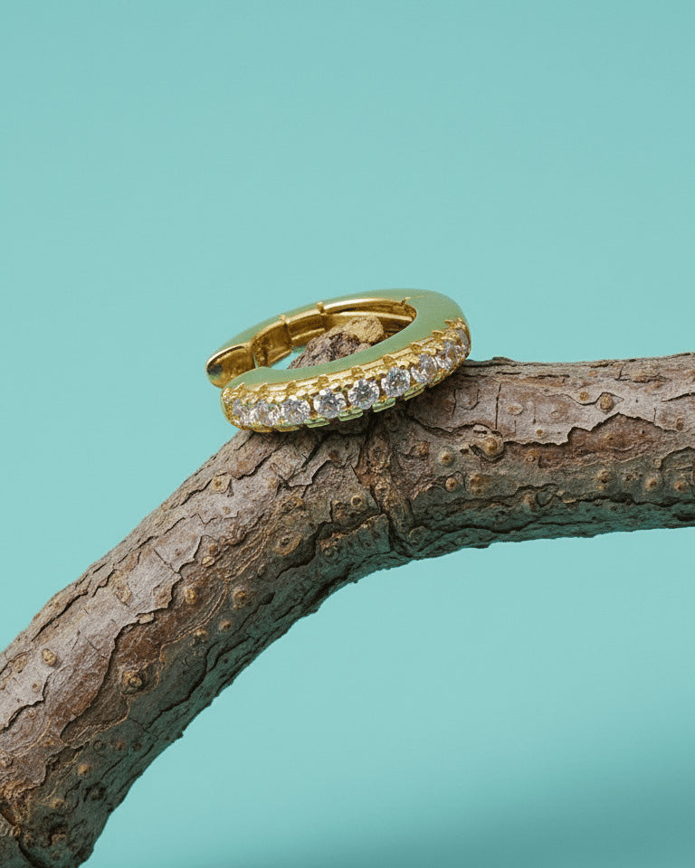 clip on one line CZ earcuff.