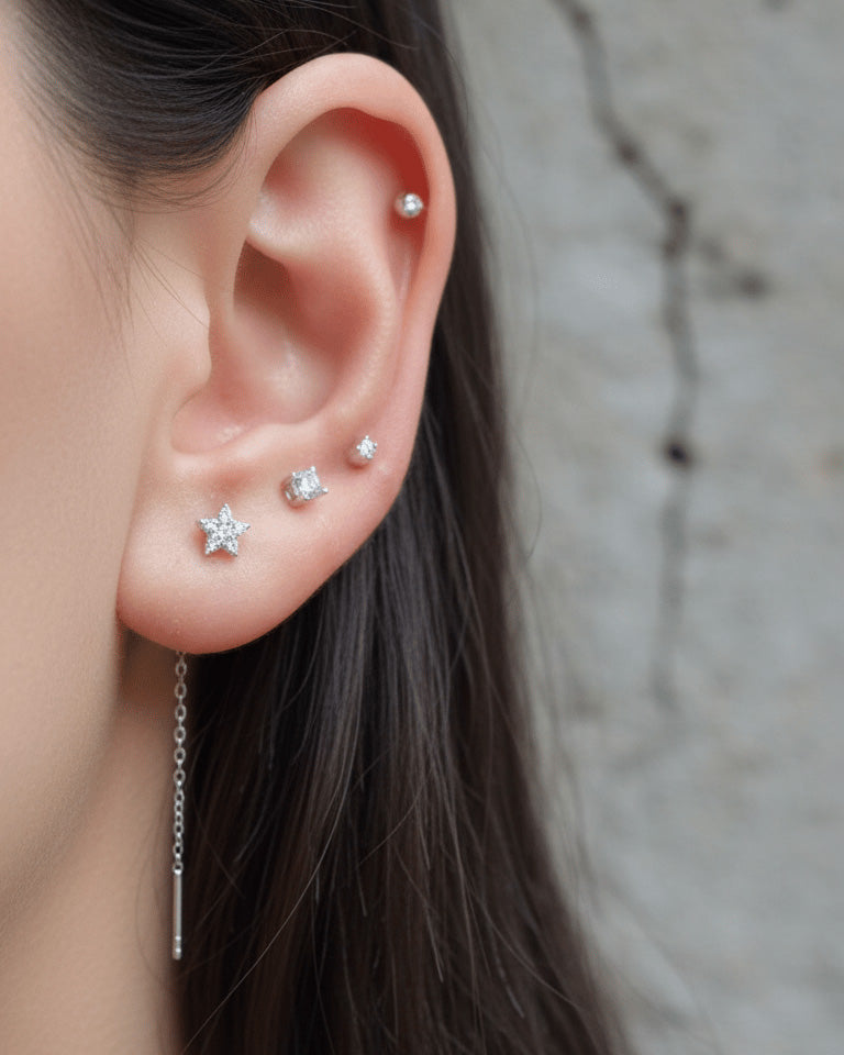 small CZ star threader style earring.