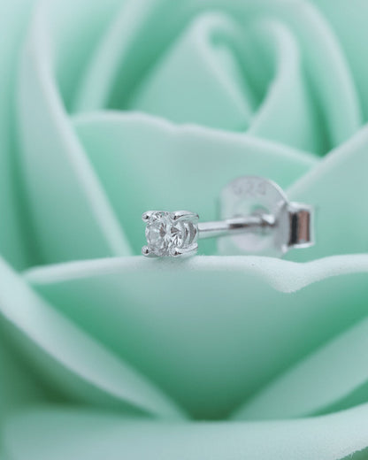 2 and 3 mm round CZ classic stud earring.