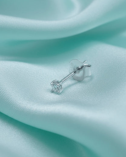 2 and 3 mm round CZ classic stud earring.