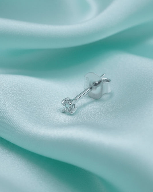 2 and 3 mm round CZ classic stud earring.