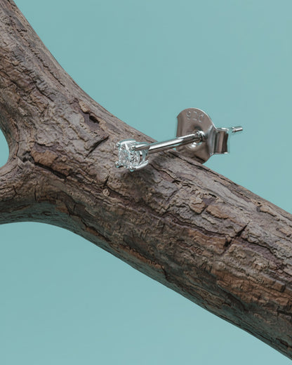2 and 3 mm round CZ classic stud earring.