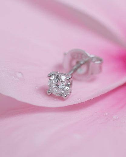 2 and 3 mm round CZ classic stud earring.