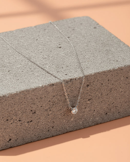 5 mm bezel setting round CZ necklace.