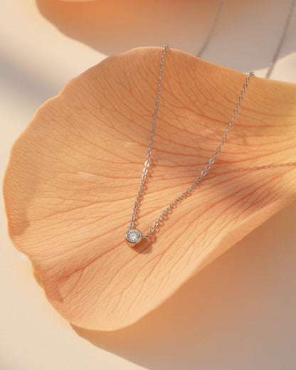 5 mm bezel setting round CZ necklace.