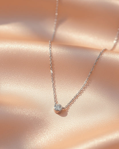 5 mm bezel setting round CZ necklace.