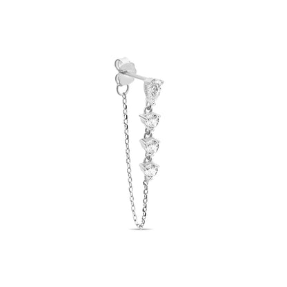 pear and round stones dangling chain earring.
