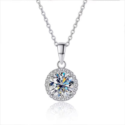 solitaire CZ in halo setting movable dangling necklace.