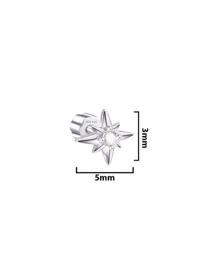 Star shape with single CZ stone piercing flatback.