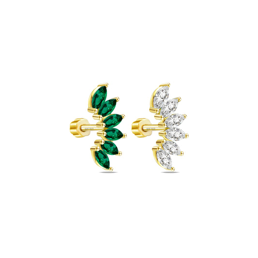 emerald marquise stone color curved flat back earring.