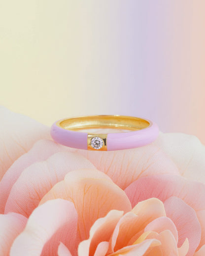 Enamel colors eternity rings with one round CZ stone.