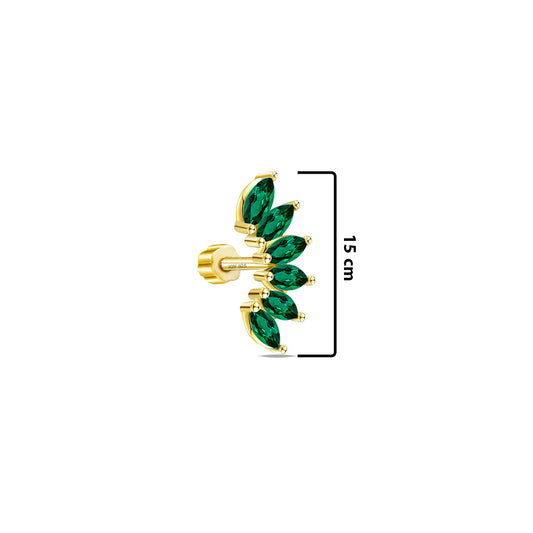 emerald marquise stone color curved flat back earring.