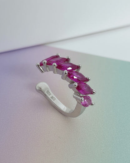 ruby and emerald color marquise stones earcuffs.