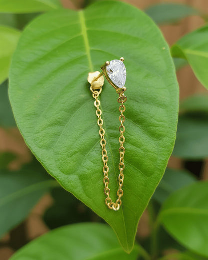 Pear shape back to front dangling chain earring.