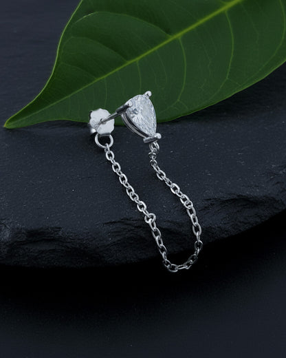 Pear shape back to front dangling chain earring.