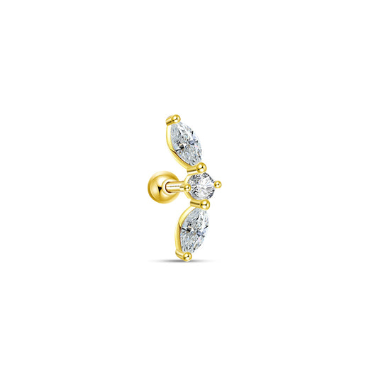 marquise and round CZ curved ballback piercing.
