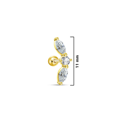 marquise and round CZ curved ballback piercing.