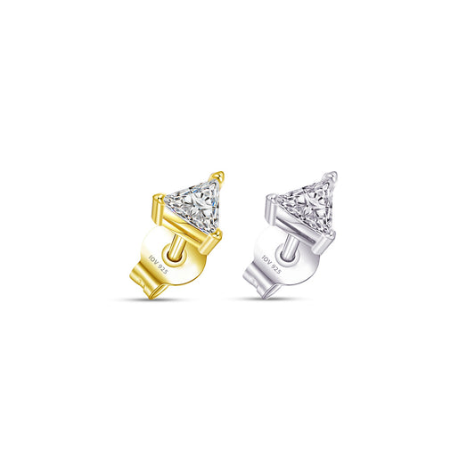 trillion cut shape stud earring.