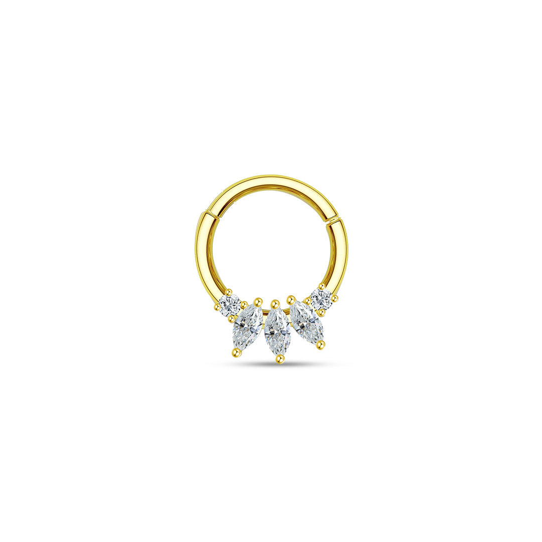 marquise and round CZ daith piercing.