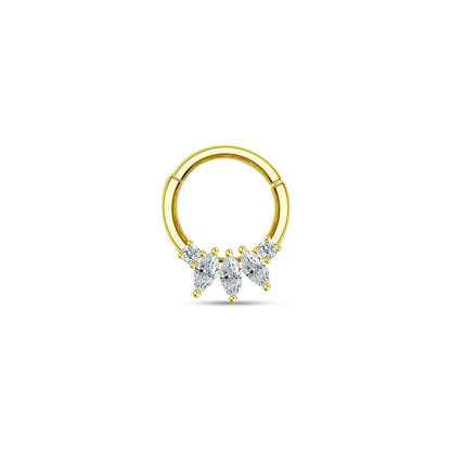 marquise and round CZ daith piercing.