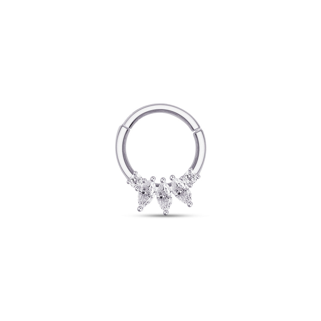 marquise and round CZ daith piercing.