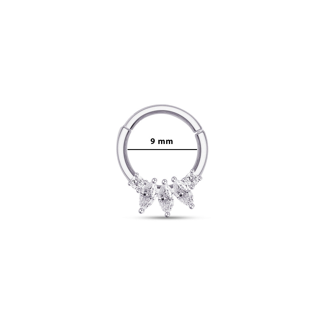 marquise and round CZ daith piercing.