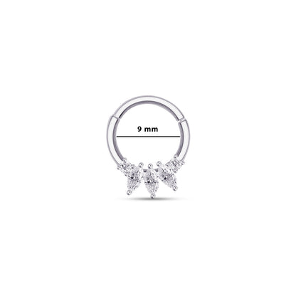 marquise and round CZ daith piercing.