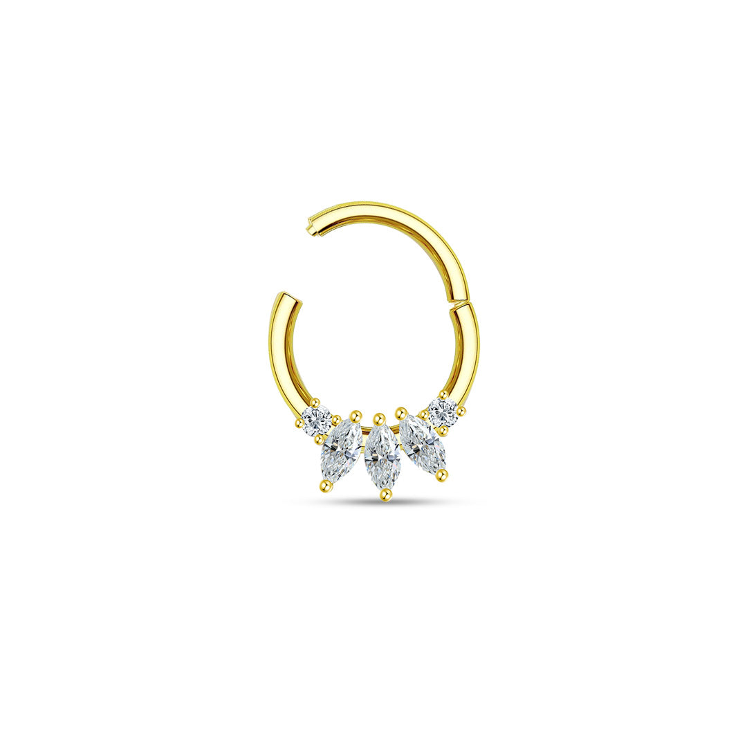 marquise and round CZ daith piercing.