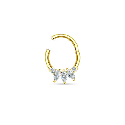 marquise and round CZ daith piercing.