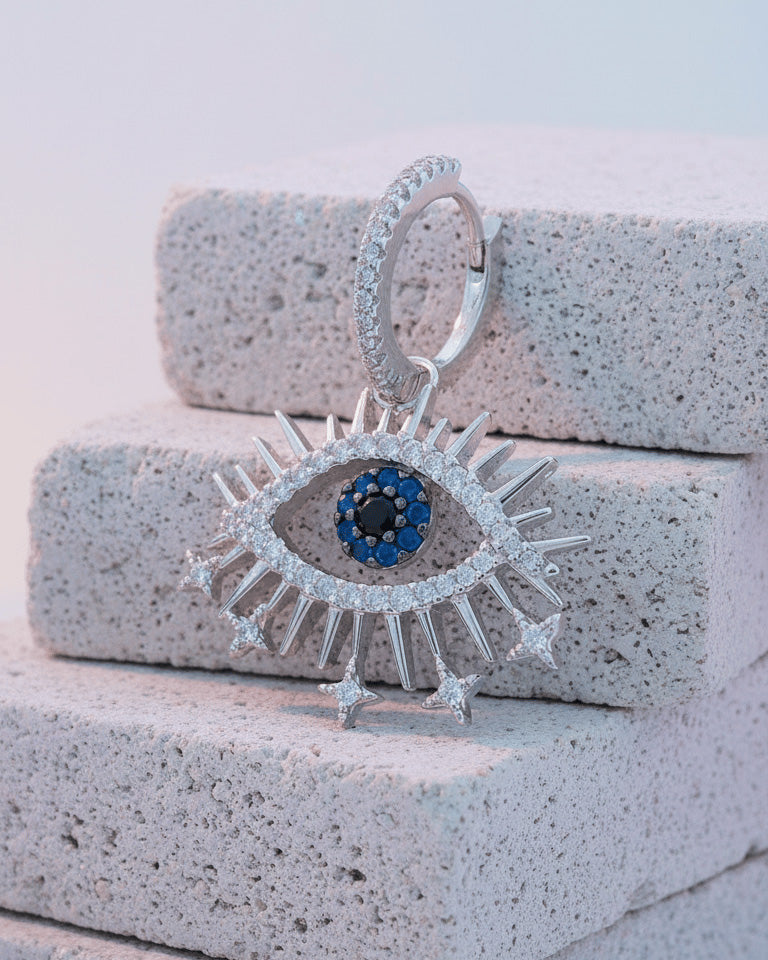 eye shape detachable huggie hoop earring.