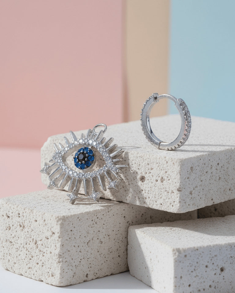 eye shape detachable huggie hoop earring.