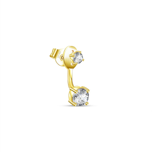 back to front two round CZ earring.