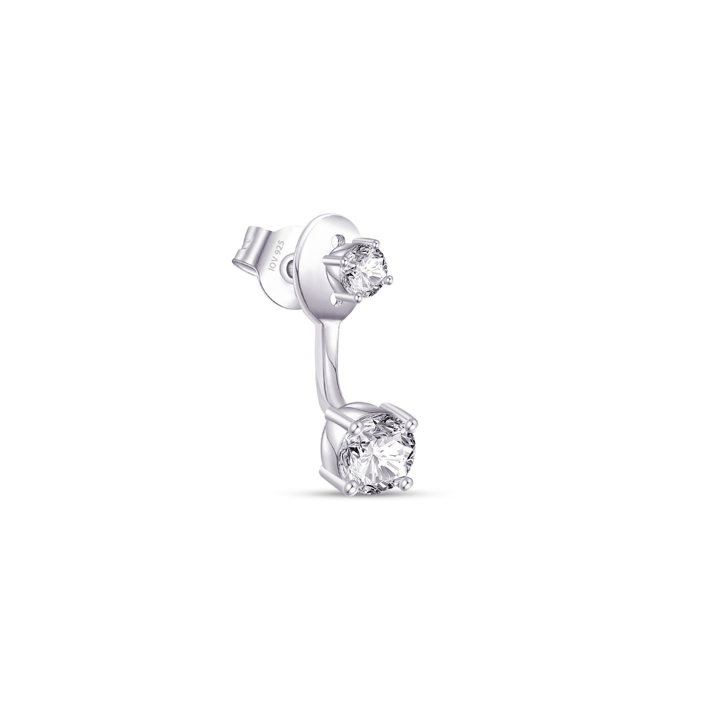 back to front two round CZ earring.