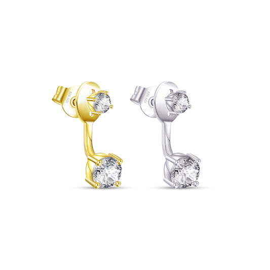 back to front two round CZ earring.