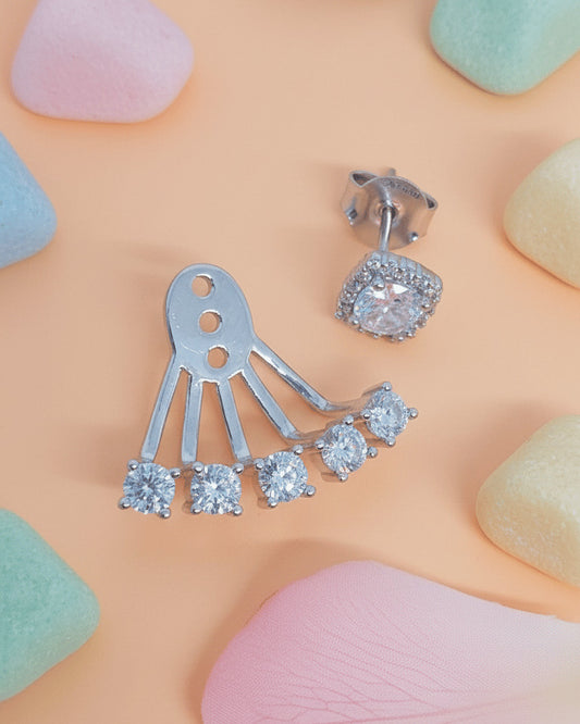 back to front round CZ earrings.