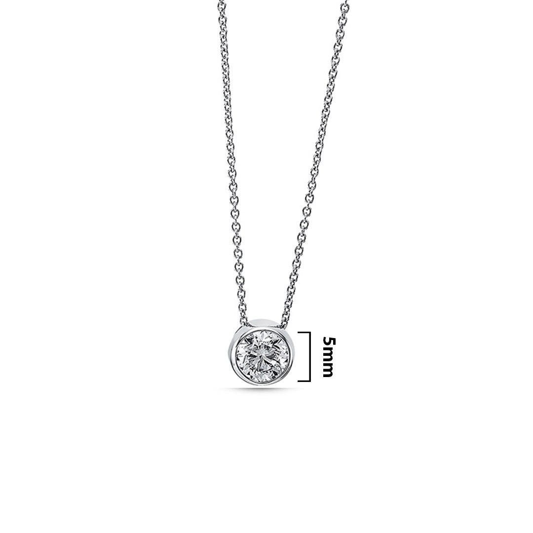 movable 5 mm CZ in bezel setting necklace.