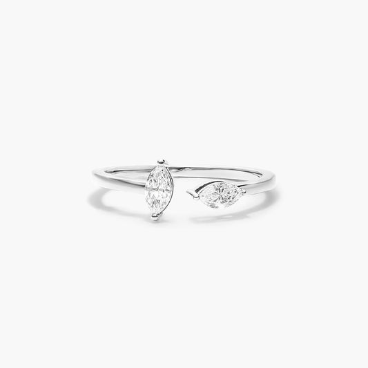 two marquise stones open adjustable ring.